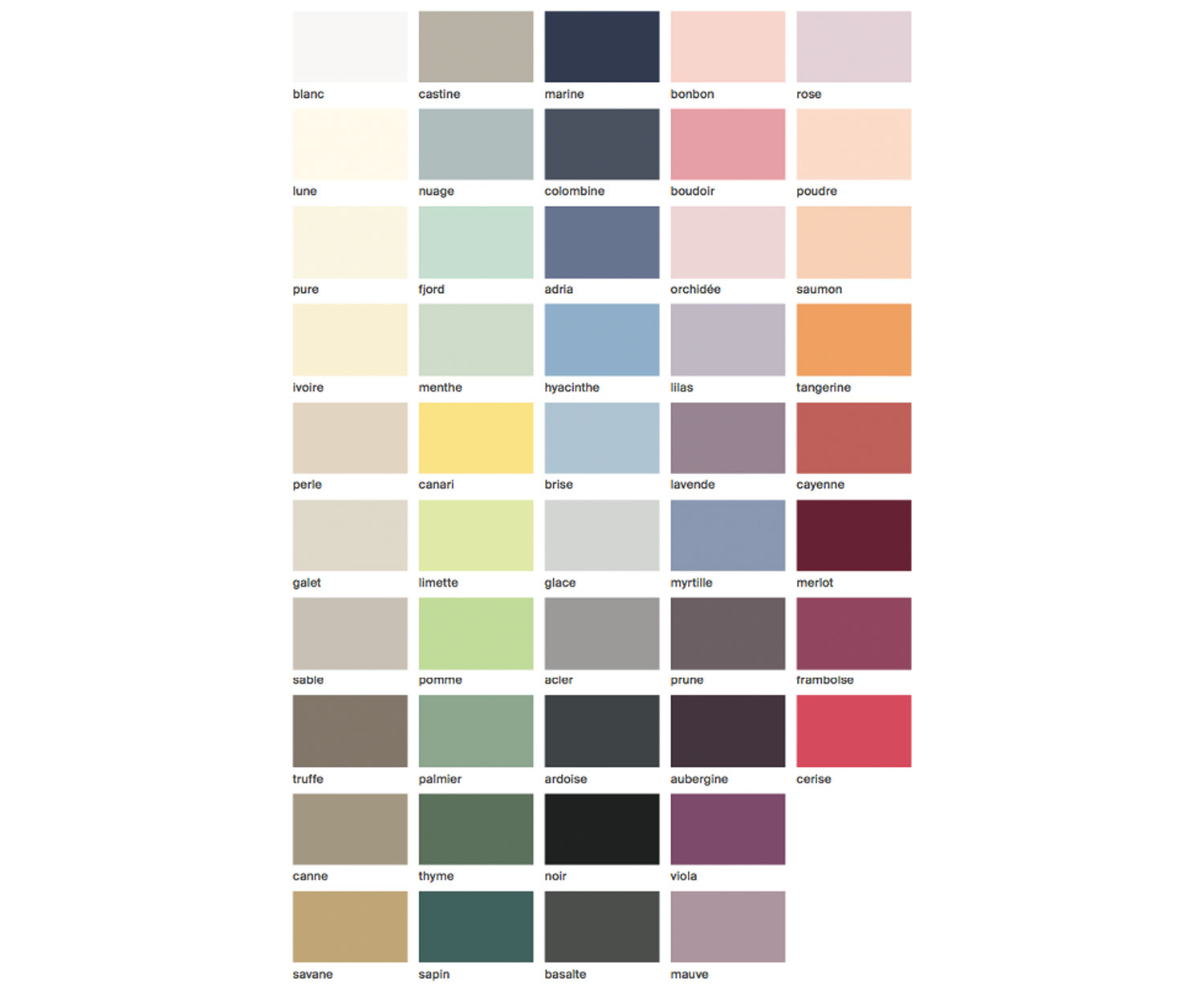 Schlossberg SATIN UNI colour chart