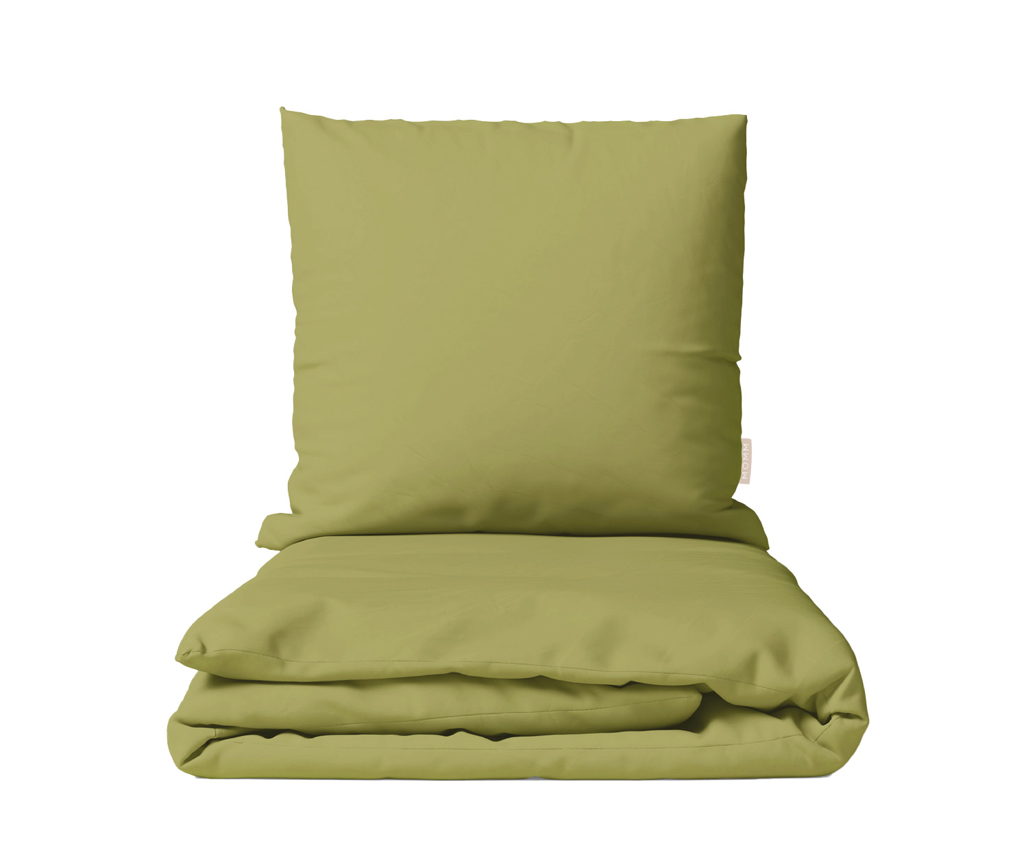 MOMM Organic Satin Uni Bed Linen - natural green