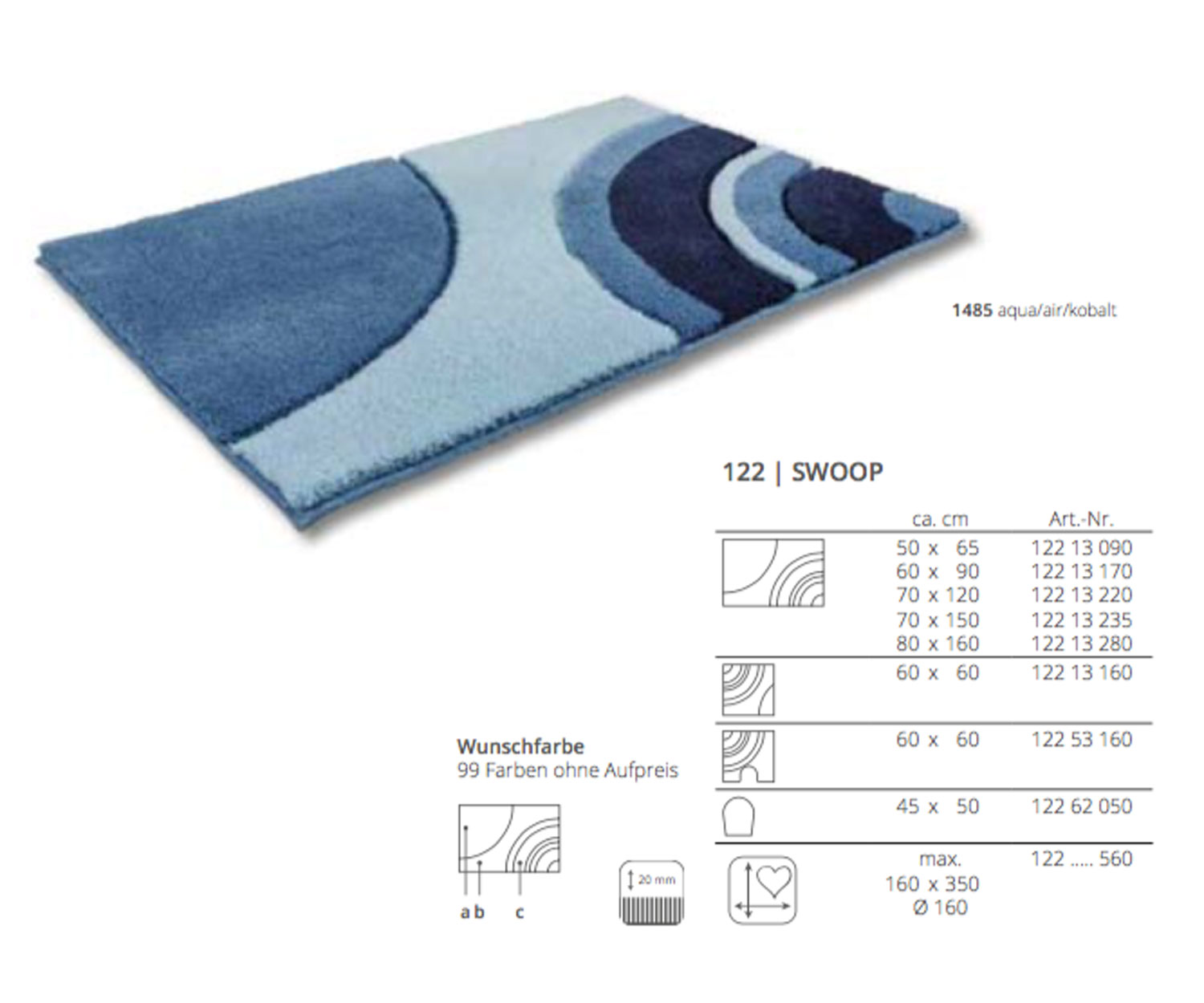 Rhomtuft bath rug SWOOP - Details