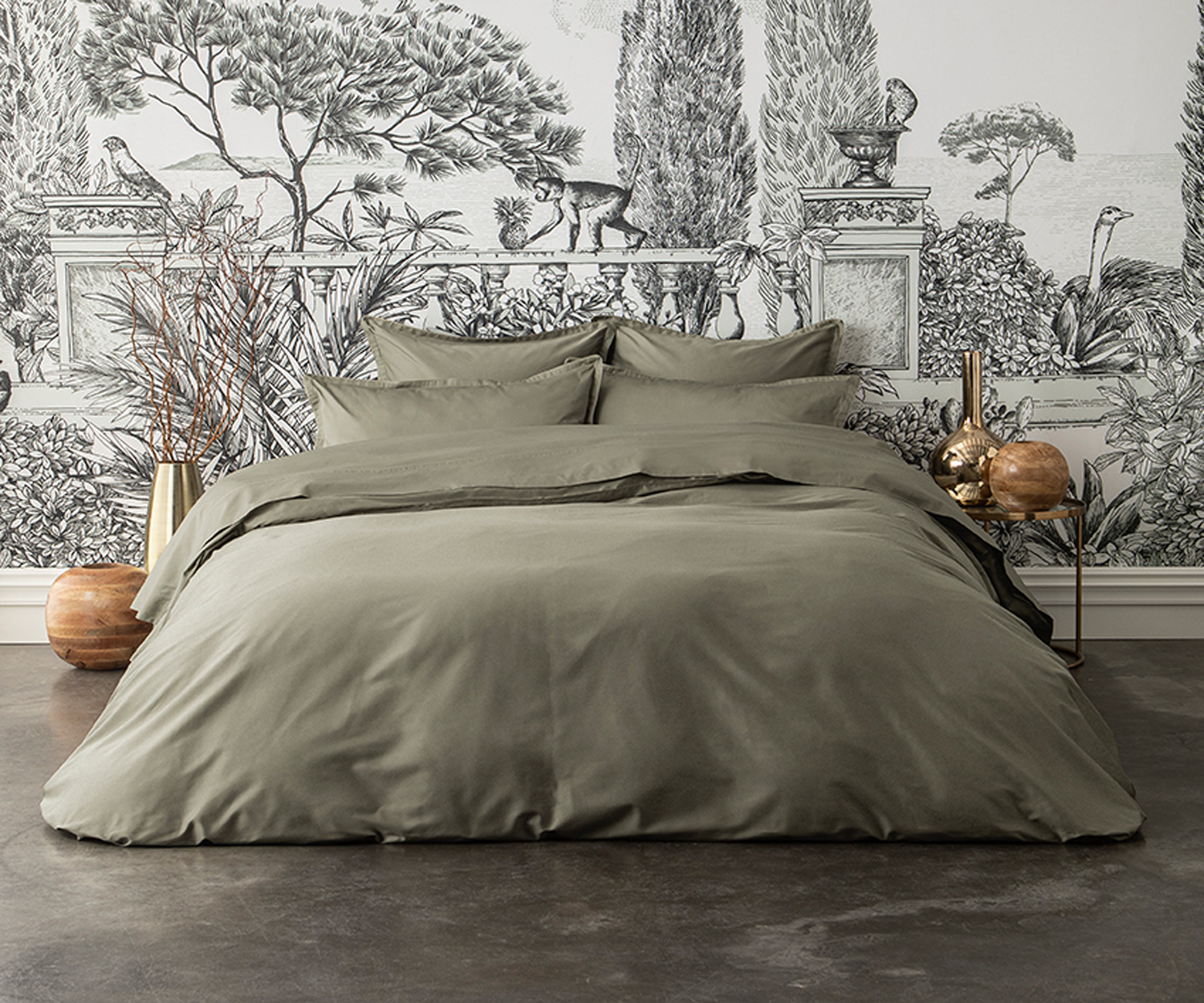 Alexandre Turpault bed linen TEOPHILE KHAKI