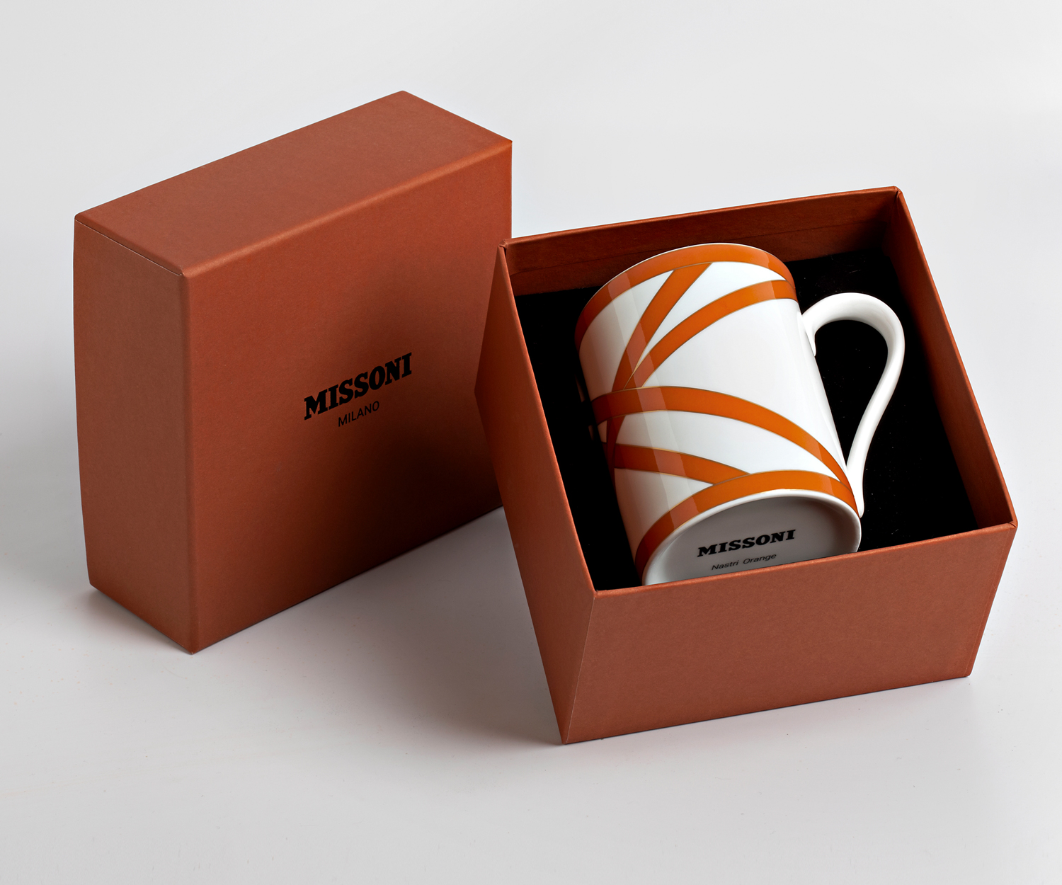 Missoni NASTRI naranja taza con asa de porcelana